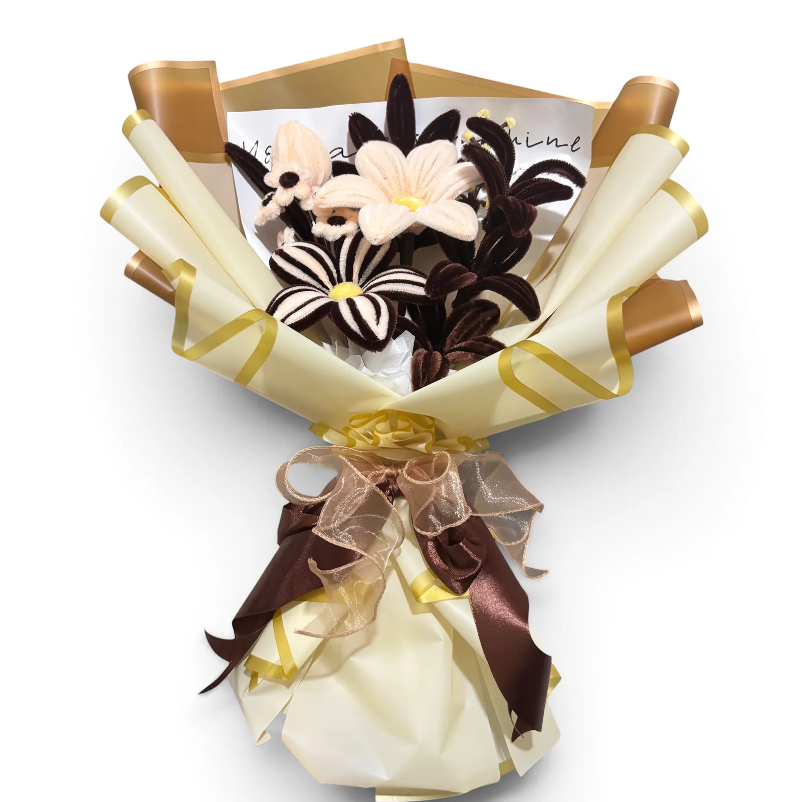 Brown-toned signature bouquet featuring lilies, designed with a warm and rustic aesthetic.